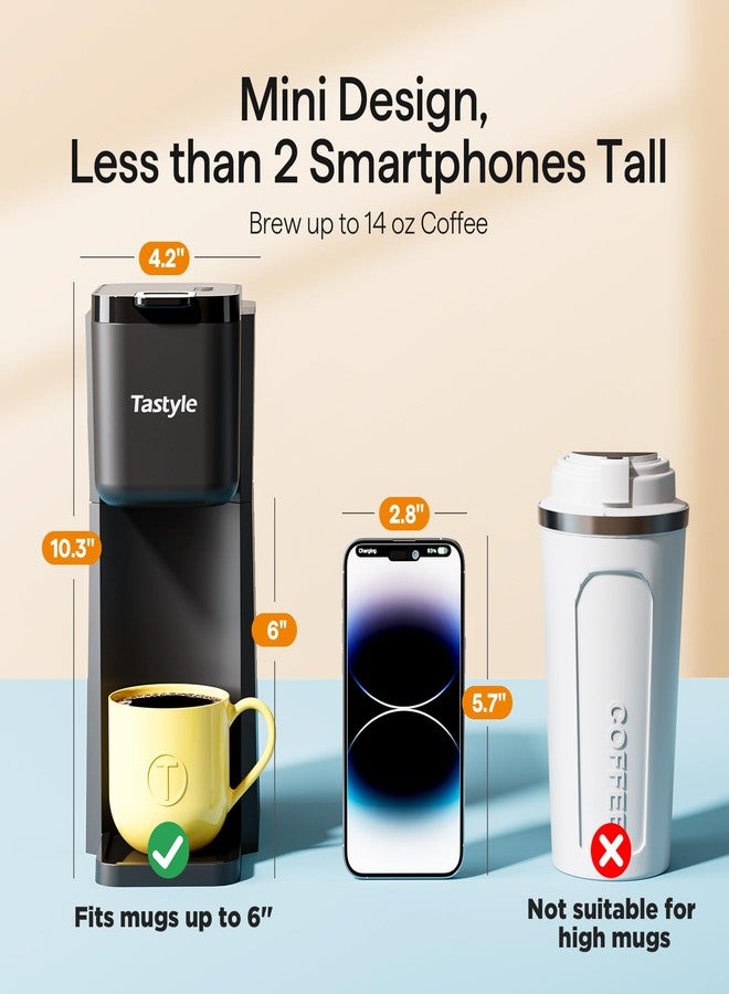 Tastyle Mini Hot and Iced Coffee Maker Single Serve, for K Cup and Ground, 6 to 14 Oz Brew Sizes, with Recipe Book, for Home, Travel, RV, Office and Dorm, Classic Black (2.0 Version) - Image 4